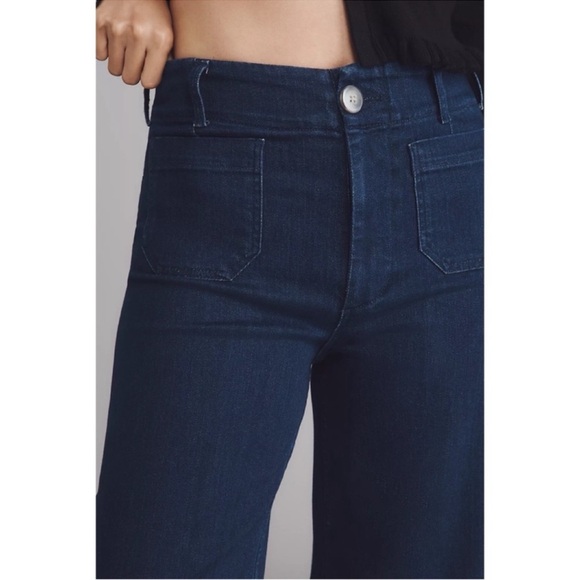 New Anthropologie The Colette Crop Wide-Leg Jeans Maeve Dark Blue 26 - Picture 9 of 10